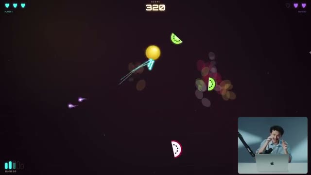 웹캠으로 손을 추적하는 과일 자르기 게임 'NeonSlice' 미리보기